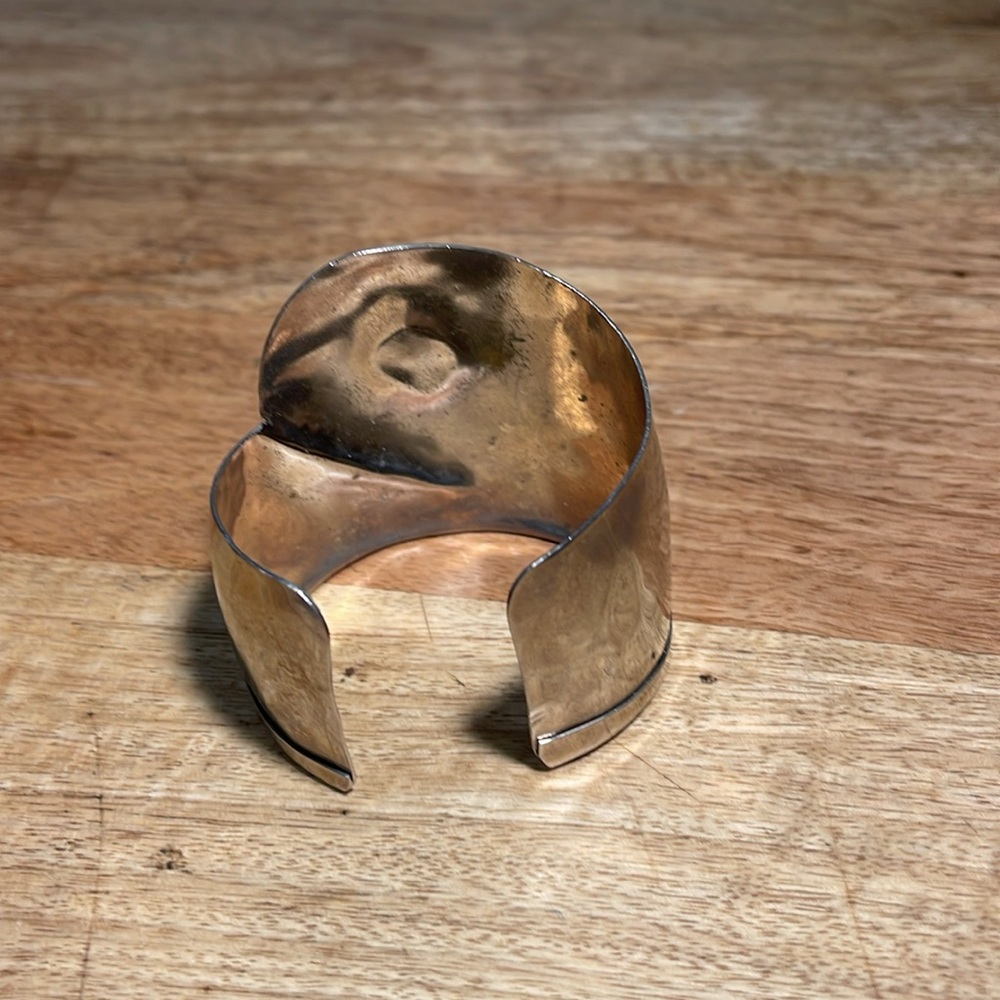 Rustic Silver Cuff Bangle Natural Gemstone Oval B… - image 7